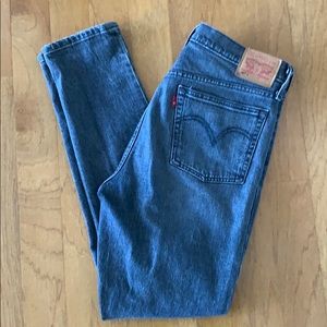 Levi’s 501 skinny high rise black stone wash jeans